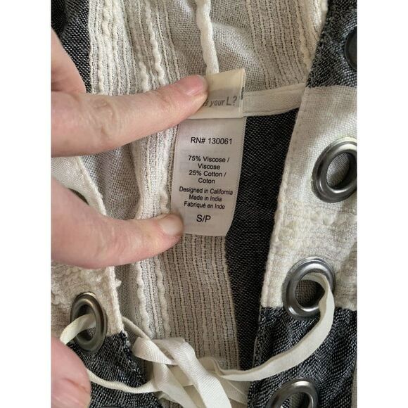 L*SPACE Love Letters Striped Beach Cover Beach Bum Hoodie sz Small - Picture 8 of 11